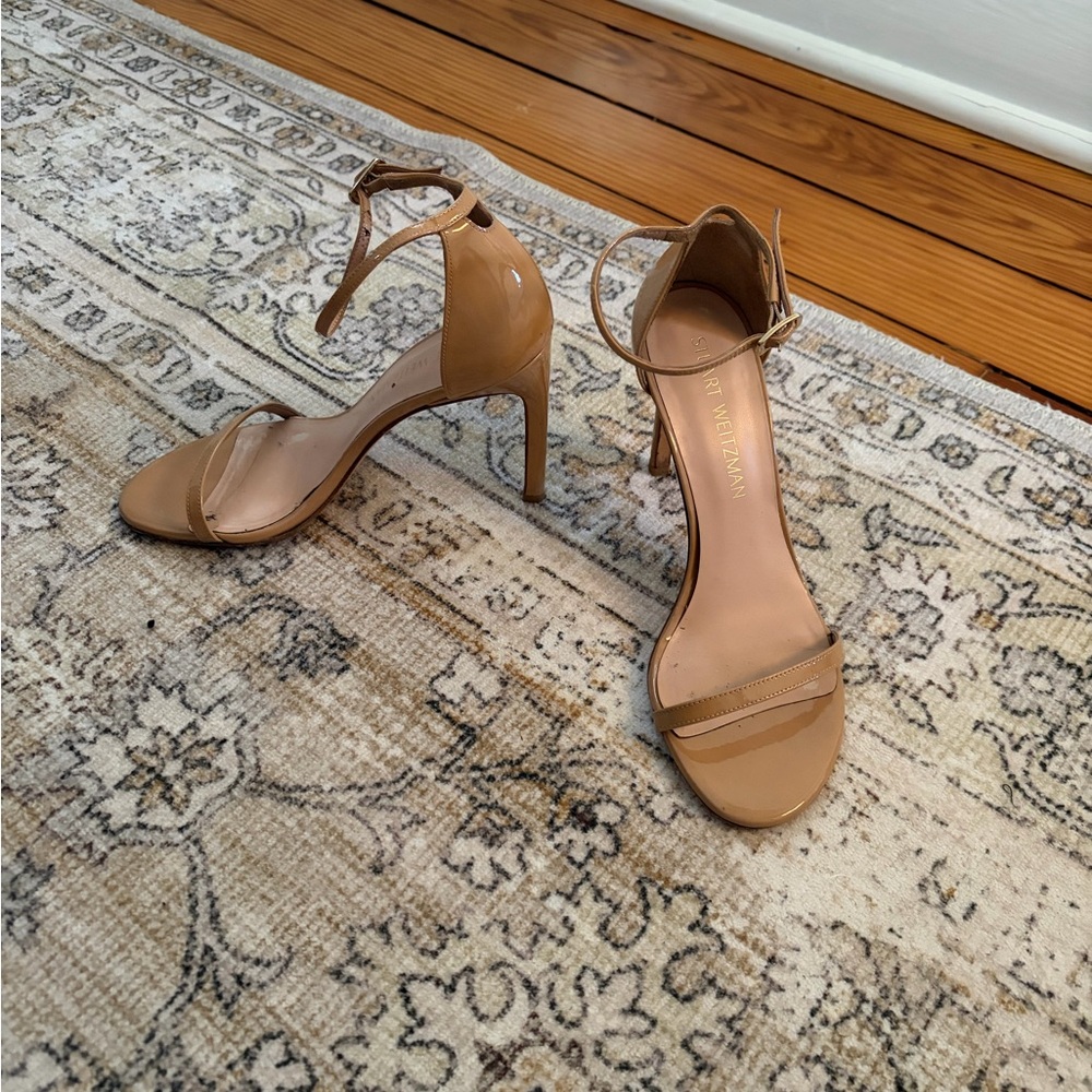 Stuart Weitzman Nude Ankle Strap Heels